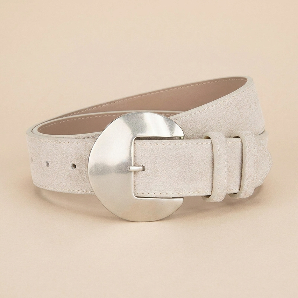 Women's Western Belt - Suede Leather with Silver Western Buckle