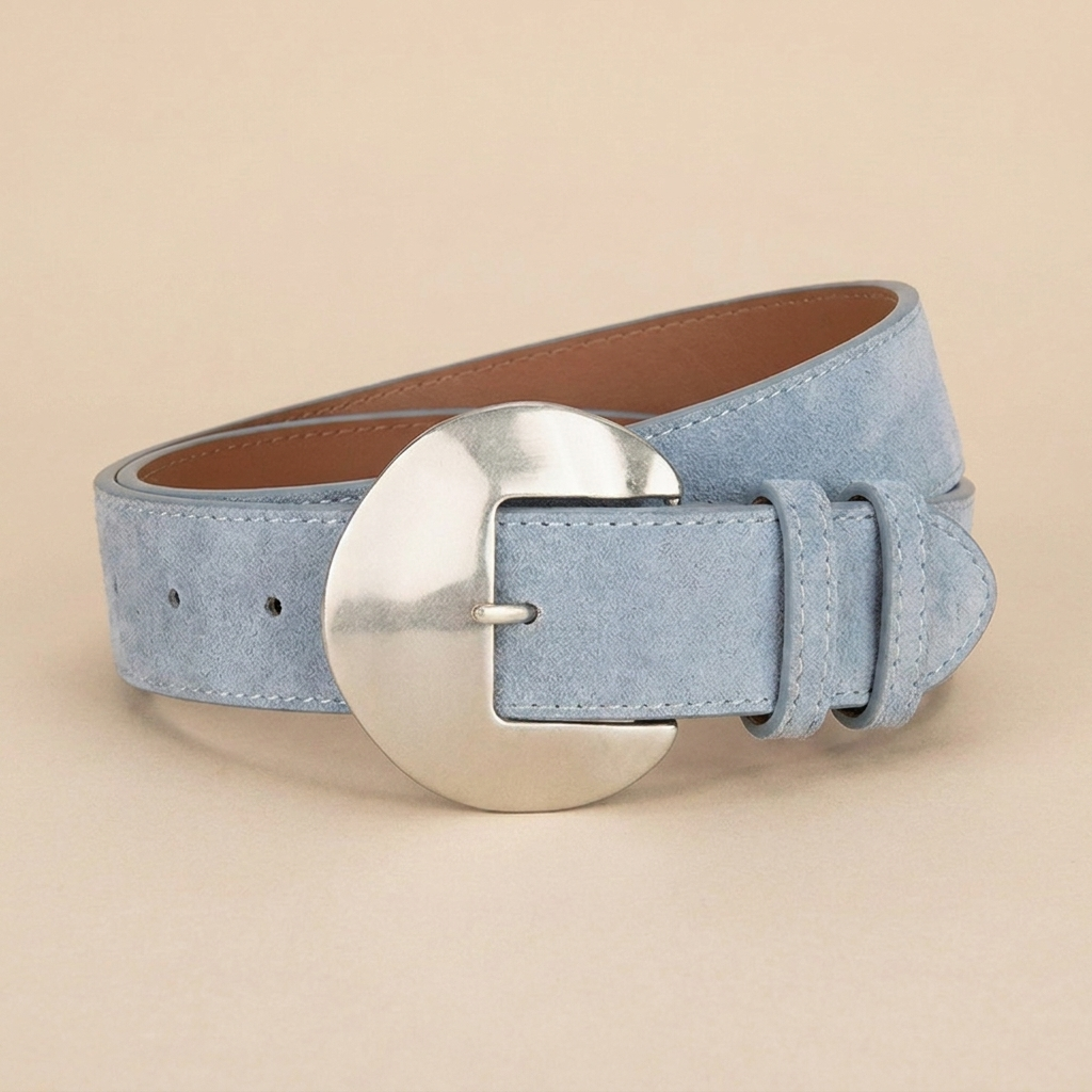 Women's Western Belt - Suede Leather with Silver Western Buckle