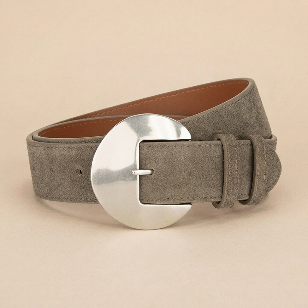 Women's Western Belt - Suede Leather with Silver Western Buckle