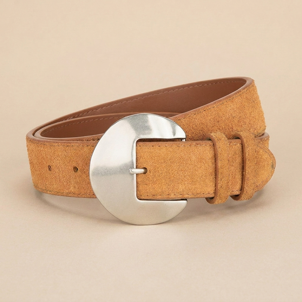 Women's Western Belt - Suede Leather with Silver Western Buckle