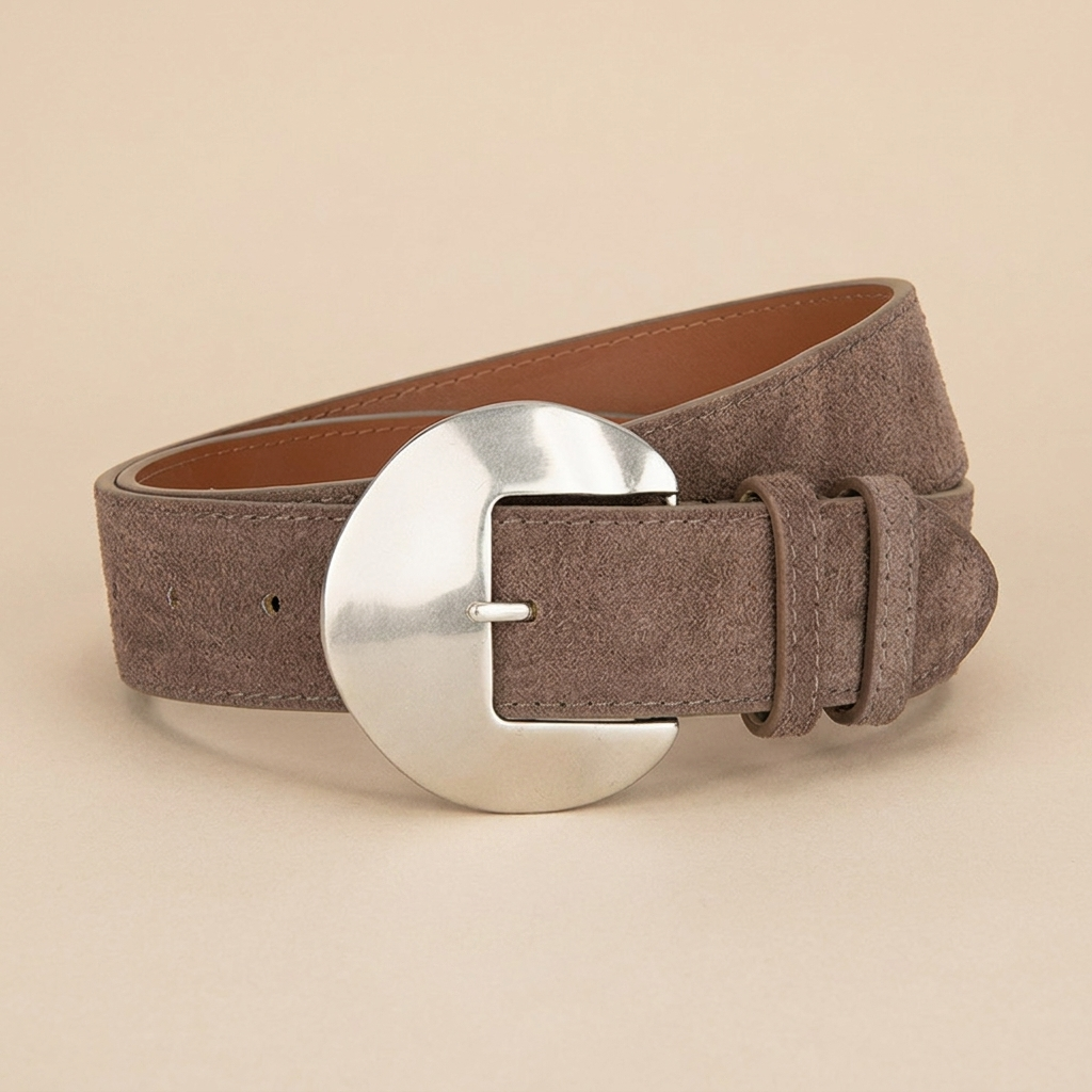 Women's Western Belt - Suede Leather with Silver Western Buckle