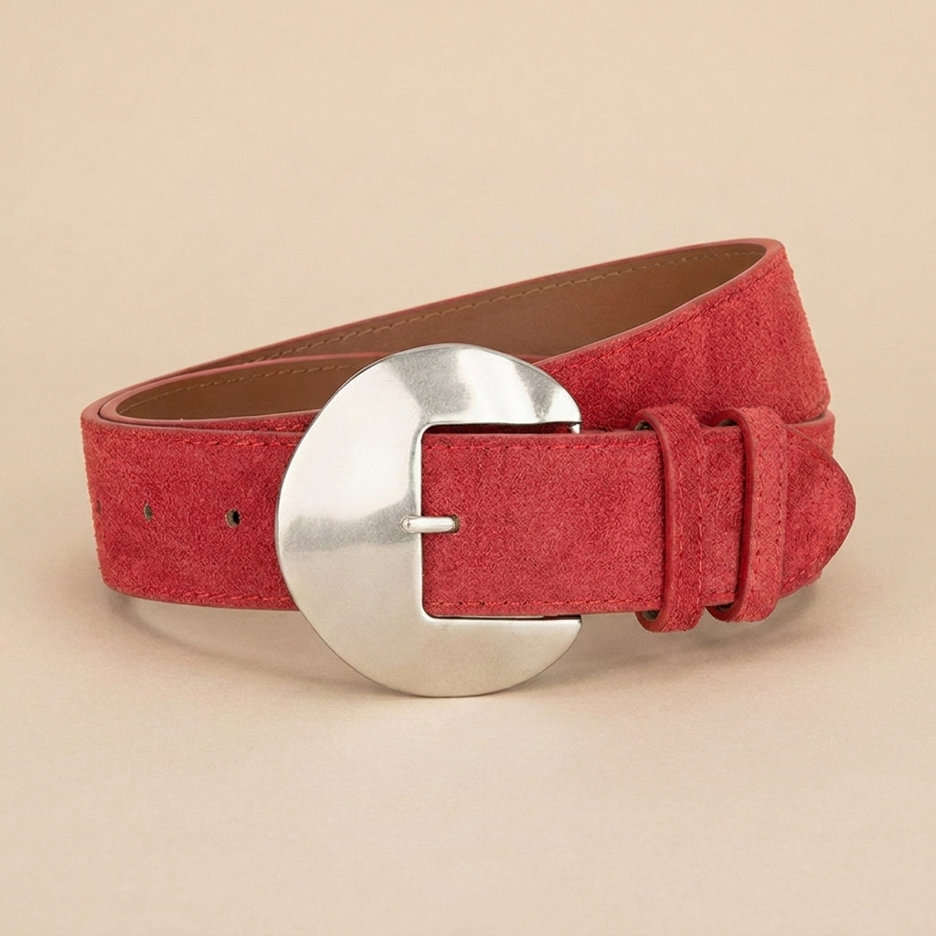Women's Western Belt - Suede Leather with Silver Western Buckle